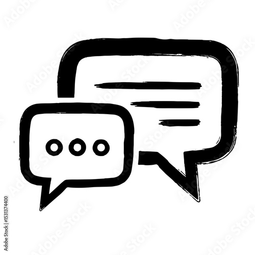 Chat bubbles in black ink illustration conveying conversation