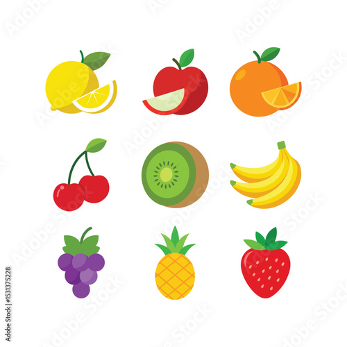 Colorful set of fruits vector art illustration(B)