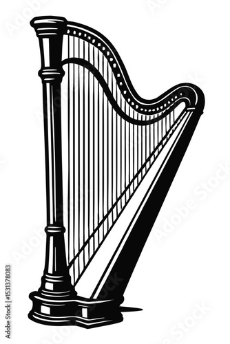 Elegant Classic Harp Musical Instrument Icon - Symbol of Music, Art, and Grace