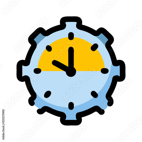 Vector Silhouette of a Clock Face with Hands for Time and Watch Themes

