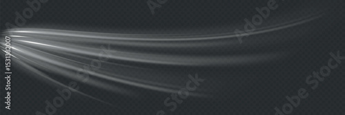 White shiny sparks of spiral wave. Curved bright speed line swirls. Shiny wavy path. Magic golden swirl with highlights. Glowing swirl bokeh effect.