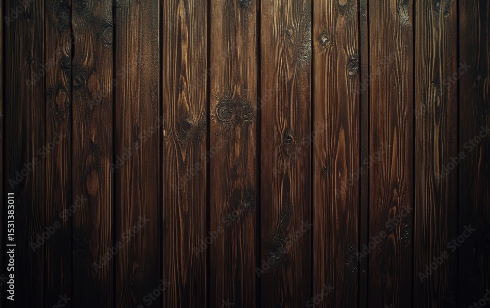 Dark brown wooden planks, close-up. Vertical grain Dark brown wooden planks, close-up. Vertical grain