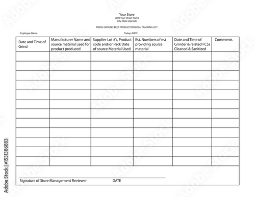 Meat grinding log for meat markets