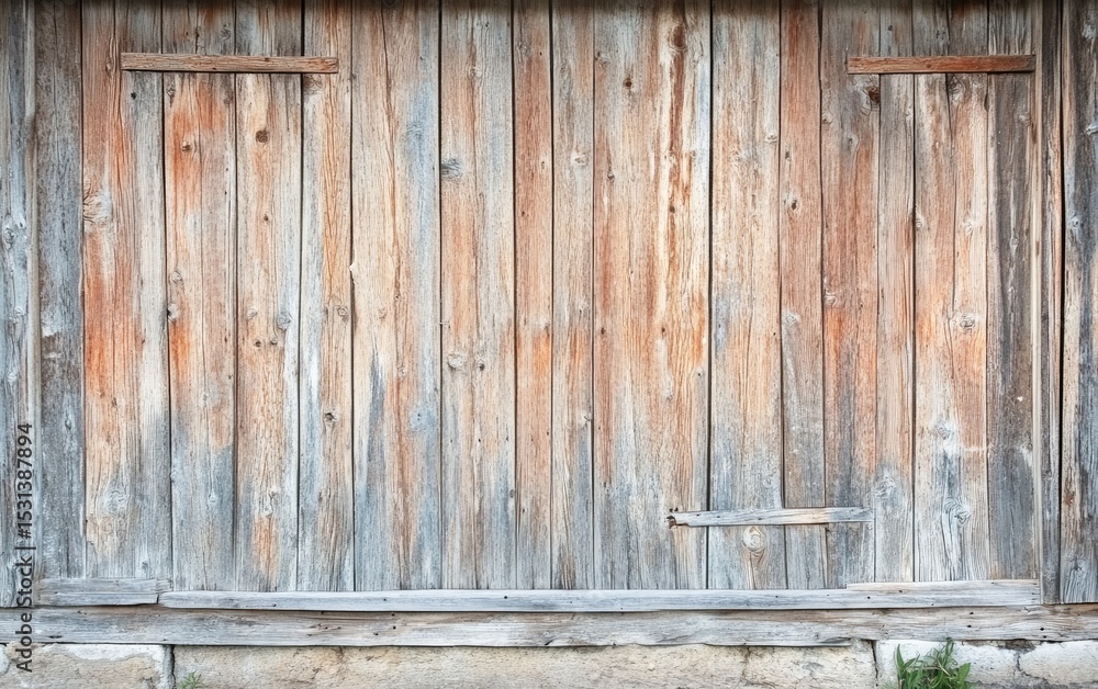 Aged wooden planks wall with weathered hues Aged wooden planks wall with weathered hues
