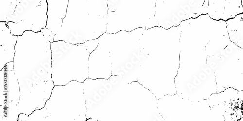 high contrast image showing a cracked white surface, creating a distressed and textured abstract pattern design element