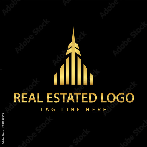 Building logo creative apart design concept gold elegant real estate emblem