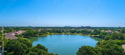 Luxurious lakeside community aerial view texas homes