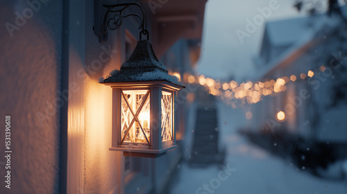 lantern in the snow