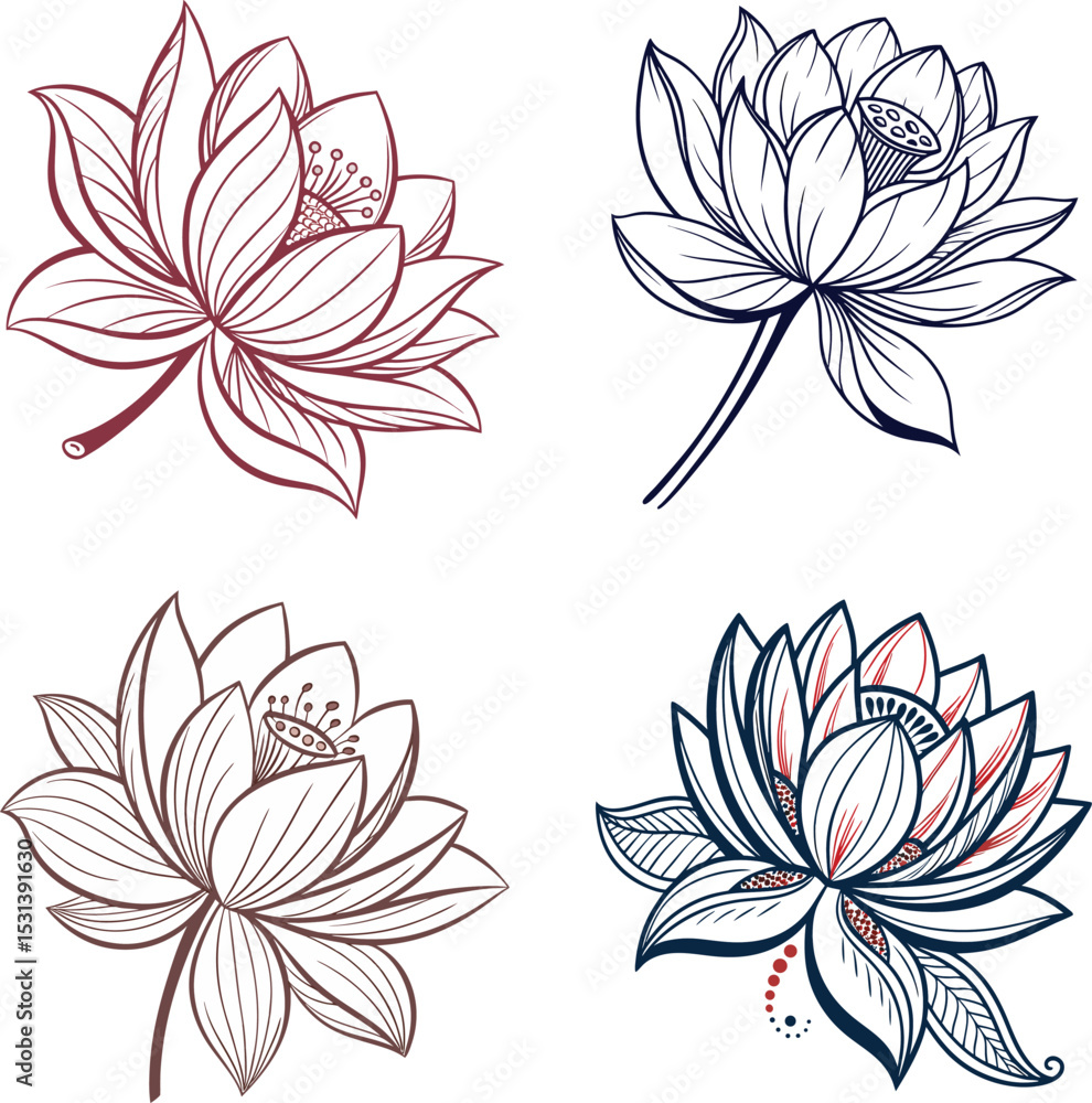 Obraz premium set of vector flowers