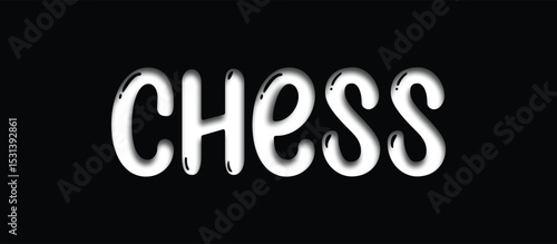 white chess text word typography illustration papercut cutout style design on black background, Minimal Design, elegant minimal word art chess game, chess backdrop simple 