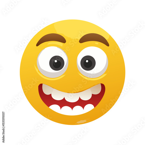 Emoji Face With two front teeth. Emotion 3d cartoon icon. Yellow round emoticon. Vector illustration

