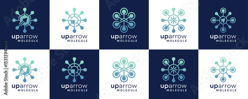Set Collections of Growth Up Arrow with Molecule Technology, Logo Design Inspirations.