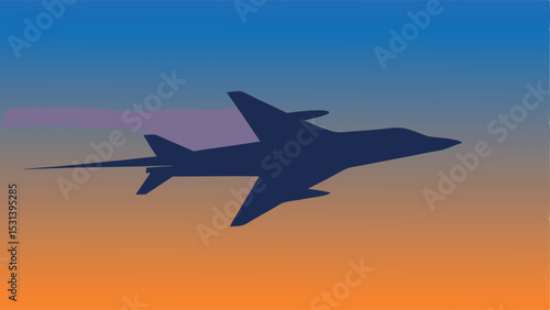 Jet Plane Silhouette in Sky