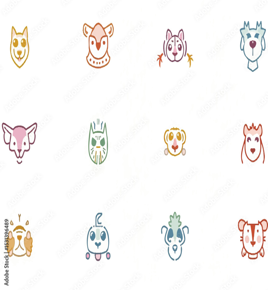 Fototapeta premium Animals logos collection. Animal logo set. Isolated on White background.