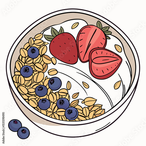 Granola and Fruit Breakfast Bowl with Nuts and Seeds