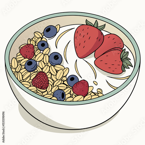 Top View of a Wholesome Breakfast Bowl with Berries