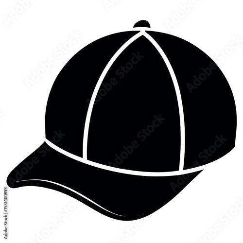 Black Silhouette of a Single Cap Isolated on White Background