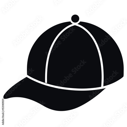 Black Silhouette of a Single Cap Isolated on White Background