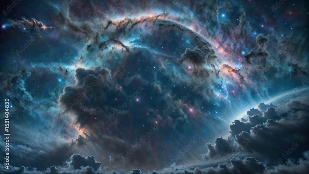 Obraz premium Colorful deep space nebula with stars and galactic clouds