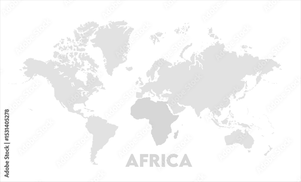 Naklejka premium Africa map highlighted on the world map, Africa map, modern world map, Illustration, eps 10, worldwide, all continents, all countries, worldwide project