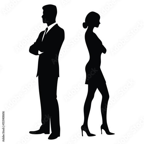 Man and woman silhouette back-to-back represents relationship conflict