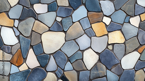 Irregular Stone Mosaic Tile Texture Blues Beige Browns