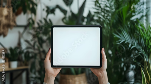 Person holding blank tablet scree  7BE55