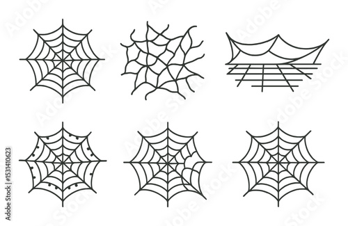 Spider web set. halloween decoration silhouette cobweb, web, net, arachnid vector icons.