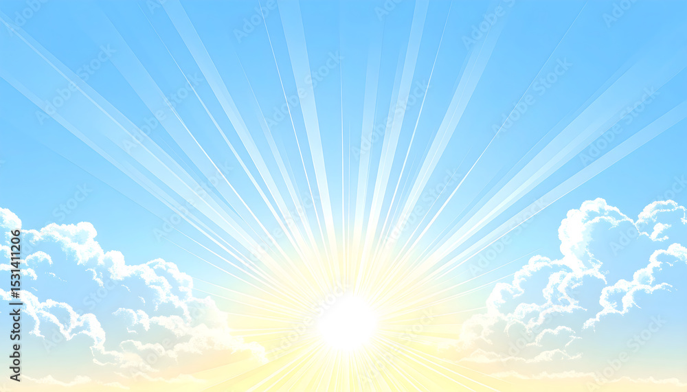 Fototapeta premium Soft Morning Sun Illustration with Rays