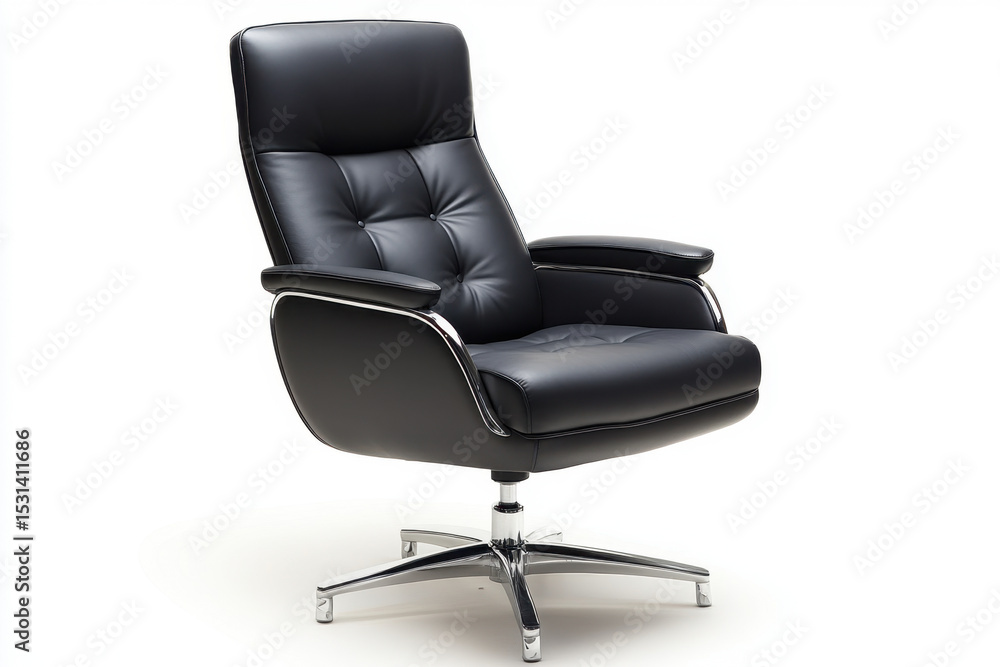 Black leather office chair with chrome legs Black leather office chair with chrome legs