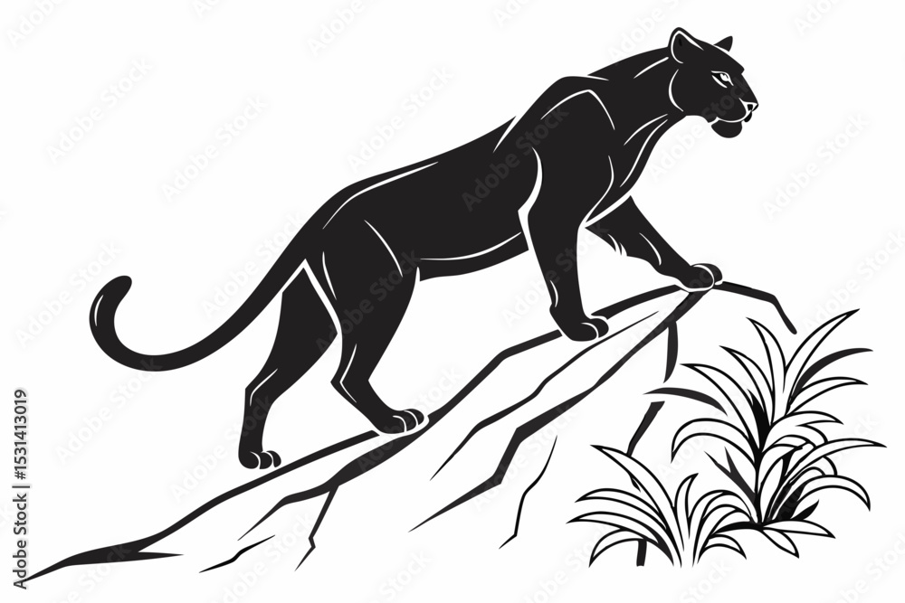 Fototapeta premium puma sihouette black vector