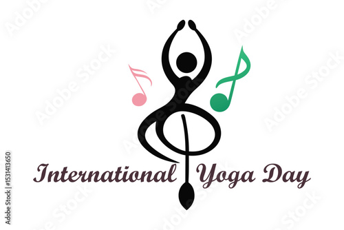 Yoga Poses as Musical Notes Vector | Artistic Fusion for International Yoga Day Design