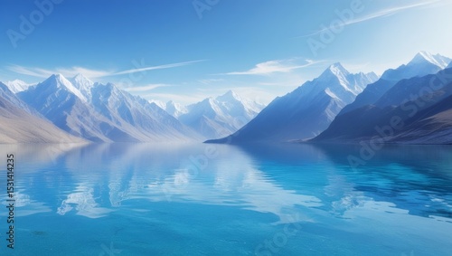 Wallpaper Mural A majestic mountain landscape with a serene blue sky and an iceberg reflecting in the cold water Torontodigital.ca