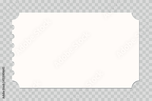 Vector empty ticket template. Isolated modern coupon mockup for travelling, movie, theater, airplane. Blank white tickets, icon. Concert, festival, event admit layouts.