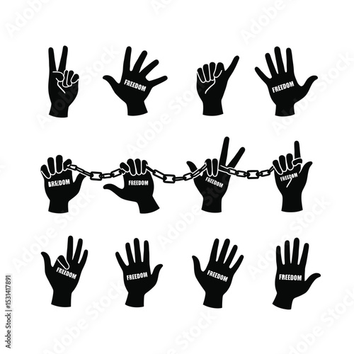 Breaking free silhouette hands chains freedom concept