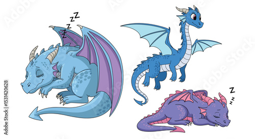 Enchanting Dragons Resting in a Mystical World Dreamscapes of Fantasy and Legend