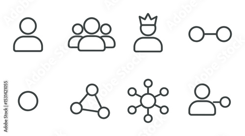 Social media set. user, community, network, profile, connection silhouette vector icons.