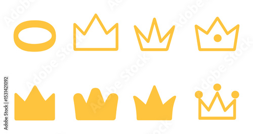 Crown set. royalty collection silhouette icons. king, queen, crown, tiara, monarchy vector icons.