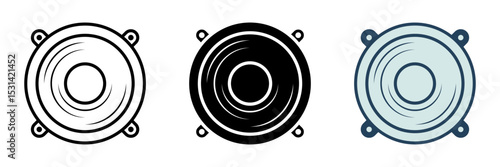 Subwoofer icon set. for mobile concept and web design on white background