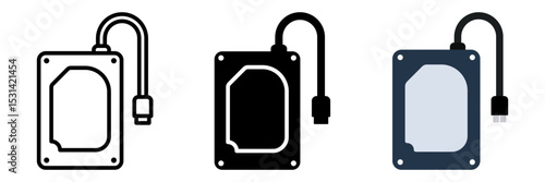 Hard Drive icon set. for mobile concept and web design on white background. vector illustration
