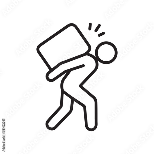 Person struggling under the weight of a heavy box