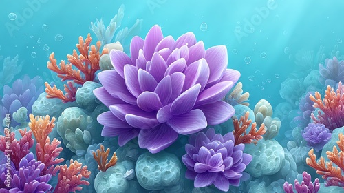 Vibrant underwater scene showcasing colorful coral formations.