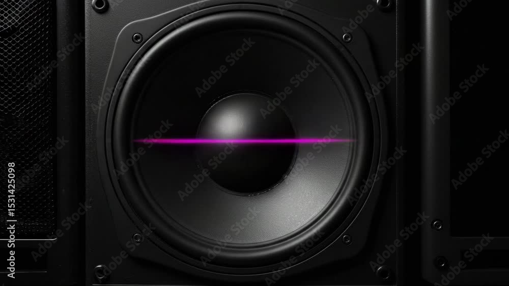Close-up of speaker cone with purple light in black design Close-up of speaker cone with purple light in black design
