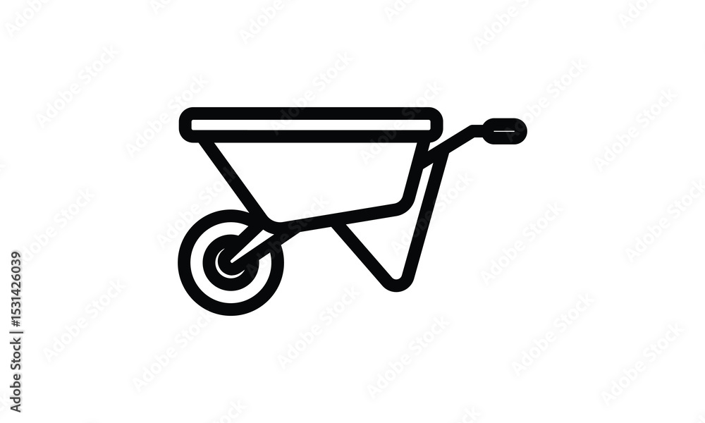 Wheelbarrow Icon: A Simple Line Drawing of a Gardening Tool Wheelbarrow Icon: A Simple Line Drawing of a Gardening Tool