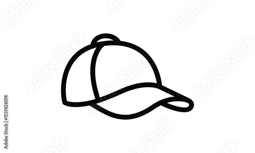 Baseball Cap Icon: A Simple Line Drawing