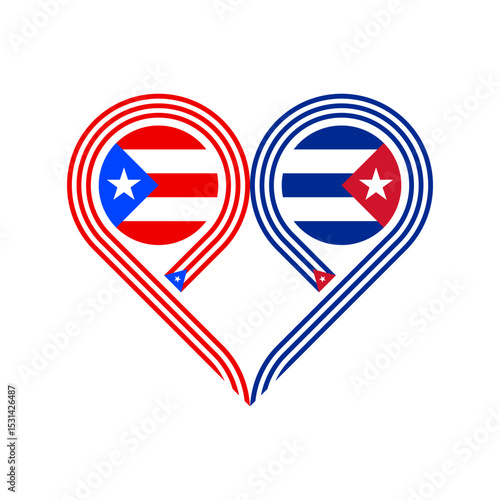 Free Download friendship concept. heart symbol icon of puerto rico and cuba flags. vector illustration isolated on white background - GFXLoad