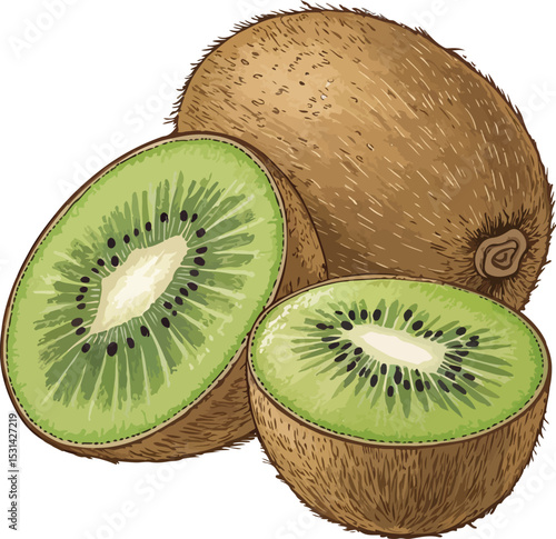 kiwi fruit isolated on white background