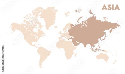 Asia continent map-07, Map of Asia, highlighted on the world map, Asia on the world map, Satellite view, Asia location on the globe.