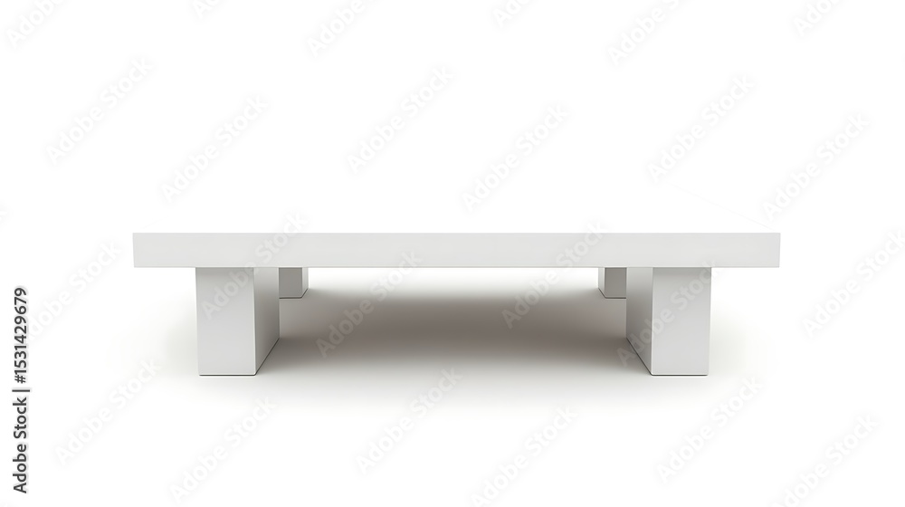 3D rendering of a white bench isolated on a white background. 3D rendering of a white bench isolated on a white background.