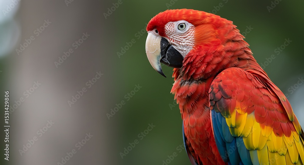 Fototapeta premium Beautiful red and yellow macaw with 4k resolution